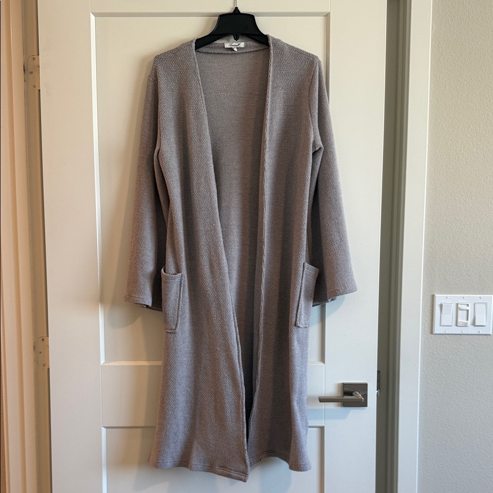 Gray longline cardigan w pockets